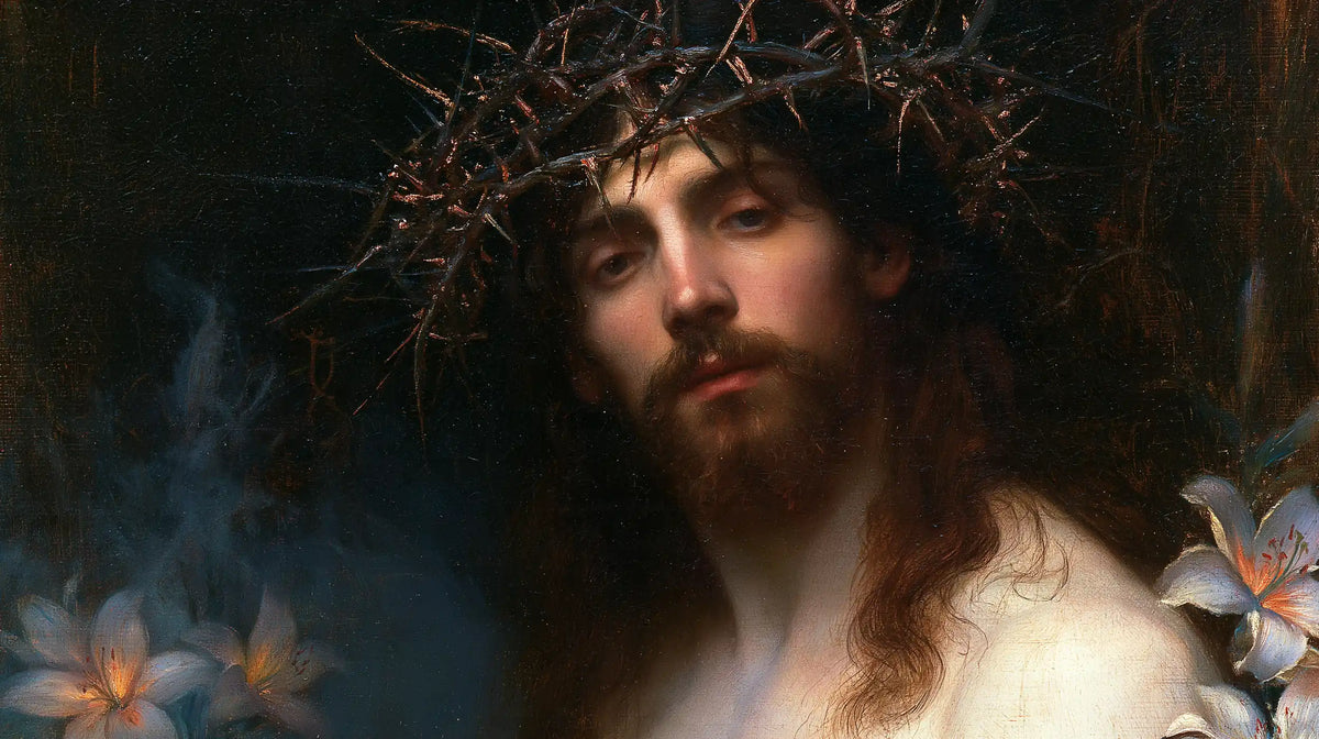 Jesus Crowned with Thorns — The Gaze among Pale Flowers