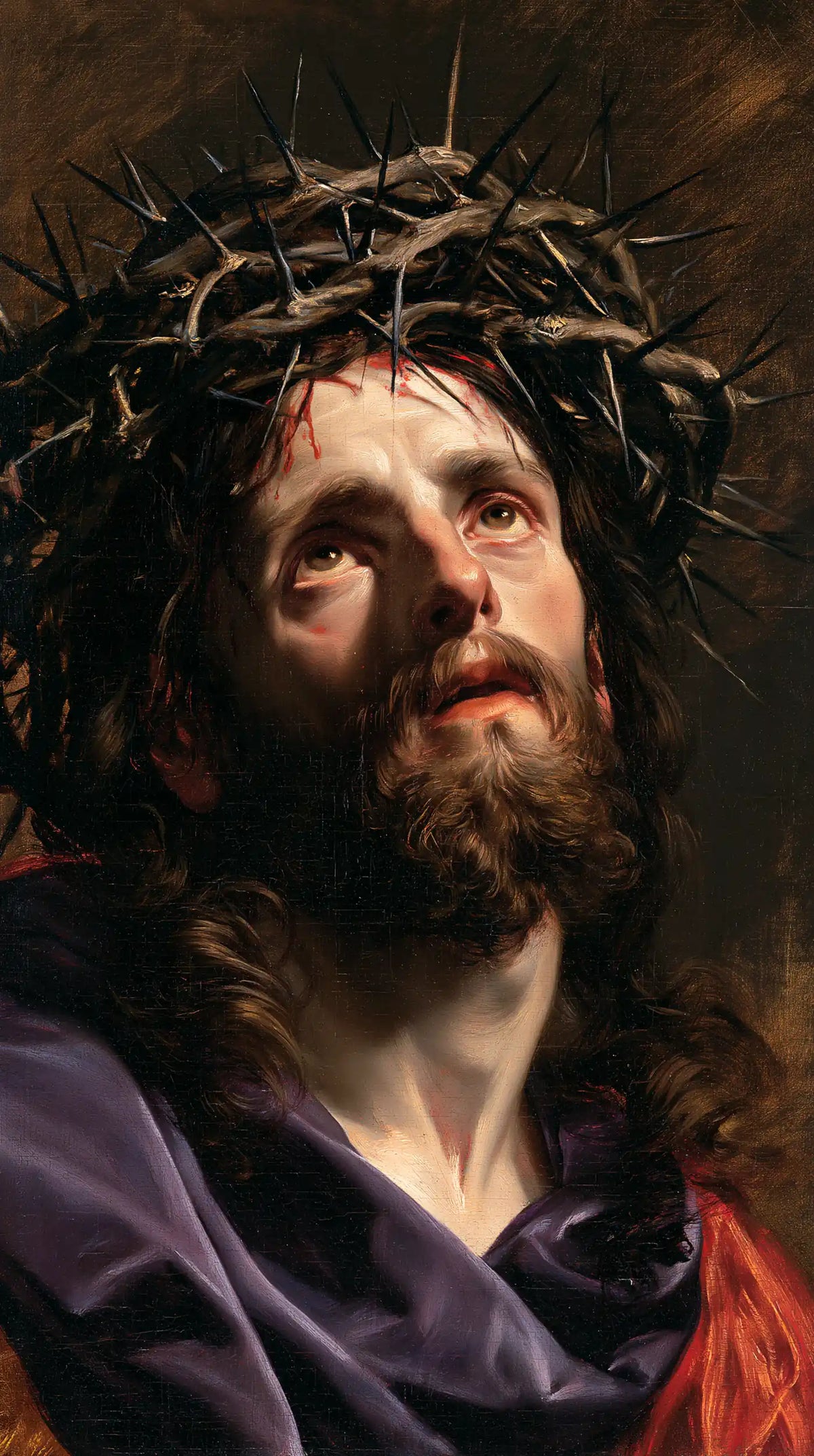 Jesus Crowned with Thorns — Red beneath the Amethyst Drapery