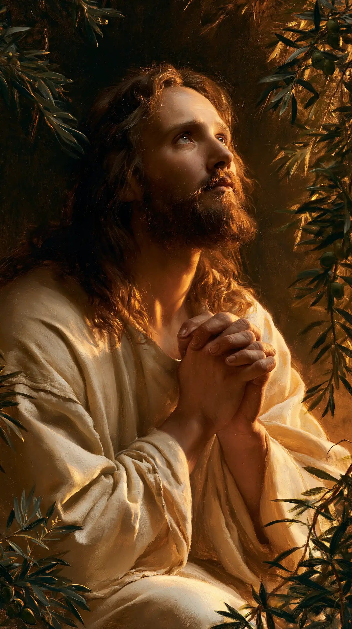 Jesus in Gethsemane — Prayer in the Gold of Curls