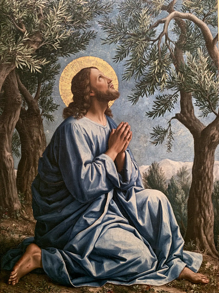 Jesus in Gethsemane — The Golden Circle above Silken Blue