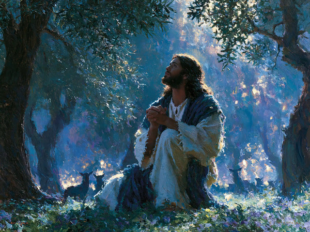 Jesus in Gethsemane — Prayer among Dewy Glimmers