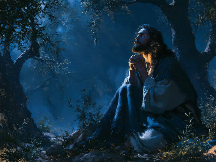 Jesus in Gethsemane — The Gaze in Midnight Velvet