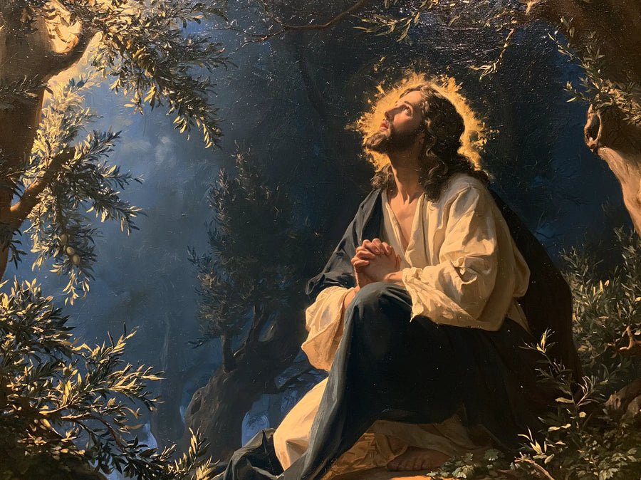 Jesus in Gethsemane - Gethsemane in Midnight Blue, Olive and Gold · Landscape n° 8