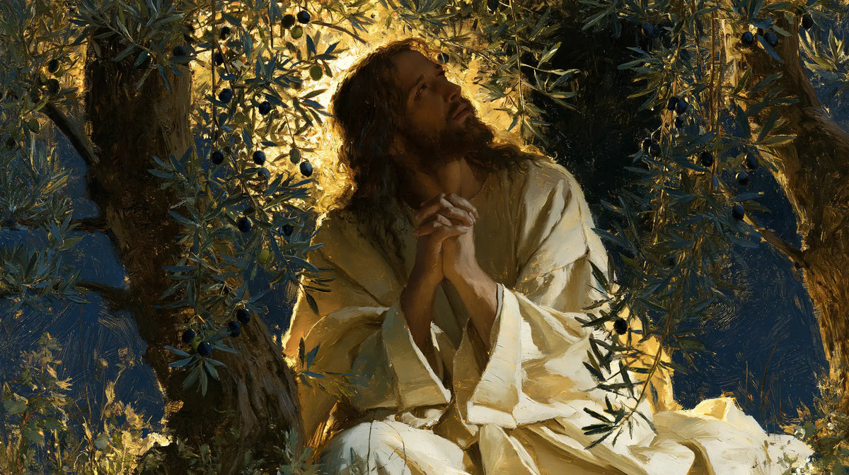 Jesus in Gethsemane - Gethsemane in Midnight Blue, Olive and Gold · Landscape n° 9