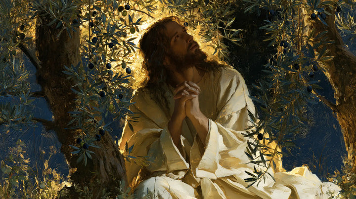Jesus in Gethsemane - Gethsemane in Midnight Blue, Olive and Gold · Landscape n° 9