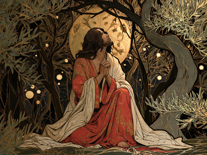 Jesus in Gethsemane - Sacred Art Nouveau · Landscape n° 4