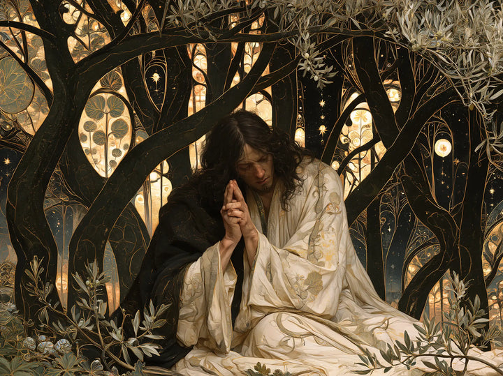Jesus in Gethsemane — Linen at the Heart of Interlaced Trees