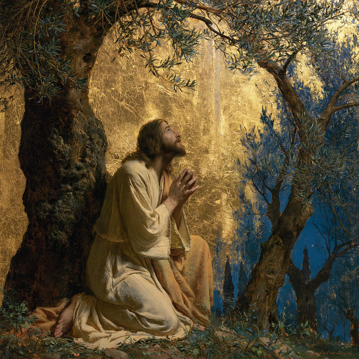 Jesus in Gethsemane — Hope between Gold and Blue