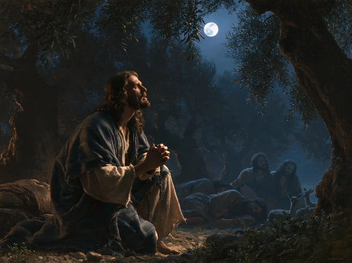 Jesus in Gethsemane — Orison before Slumbering Silhouettes