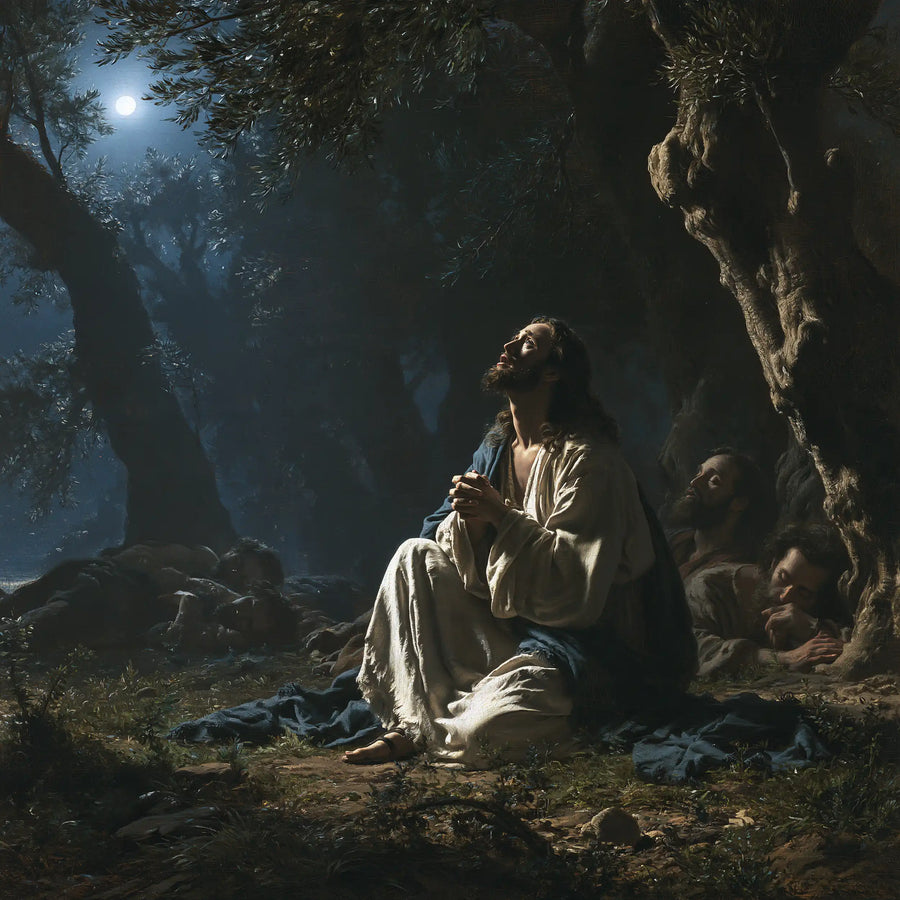 Jesus in Gethsemane — Pale Prayer in the Circle of Rest