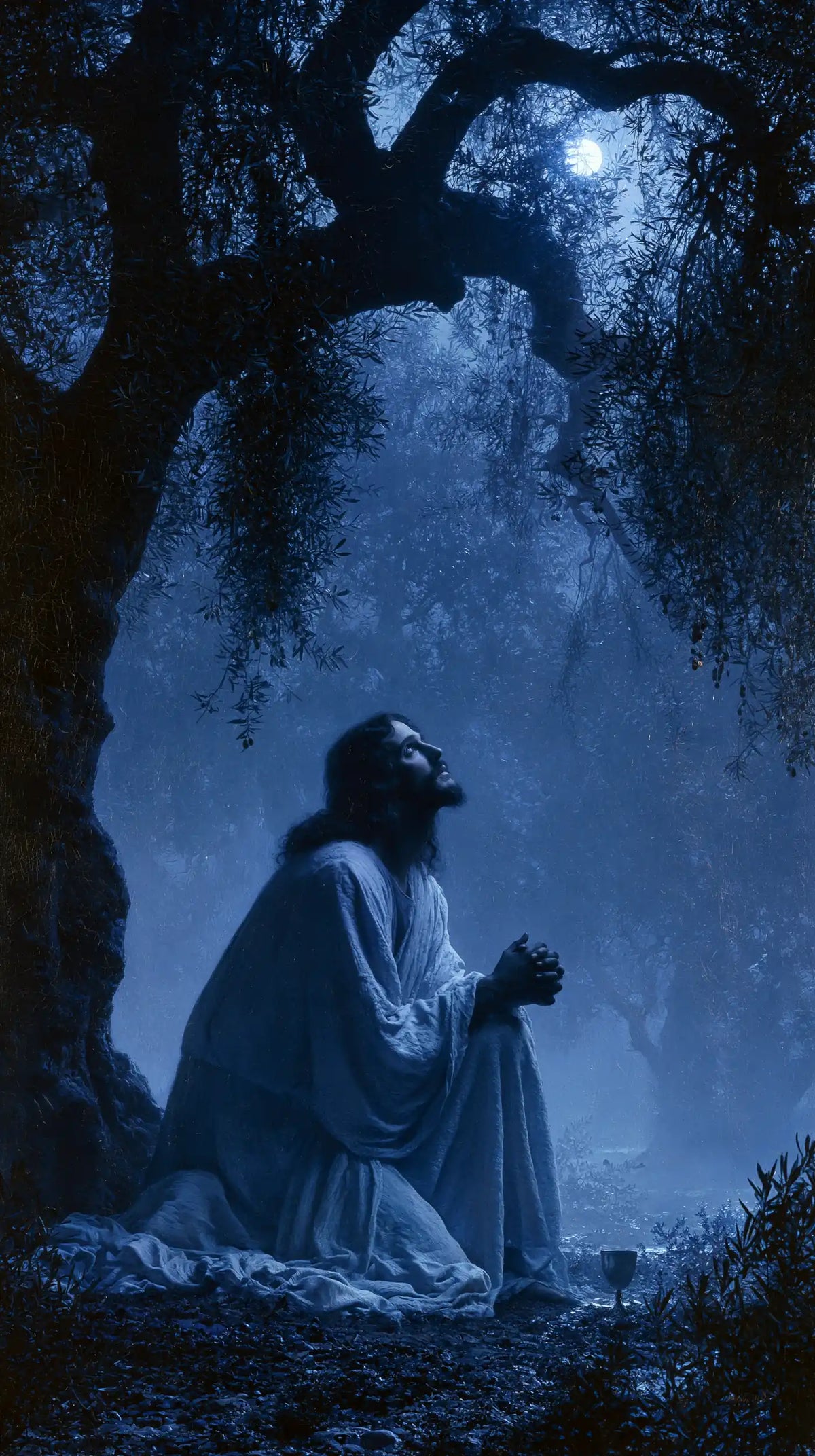 Jesus in Gethsemane — The Cup at the Threshold of Blue Night