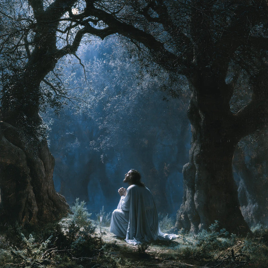 Jesus in Gethsemane — Orison between the Pillars of the Wood