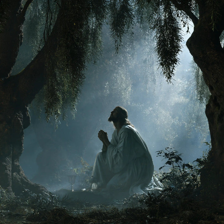 Jesus in Gethsemane — Reverence in the Veil of Trees
