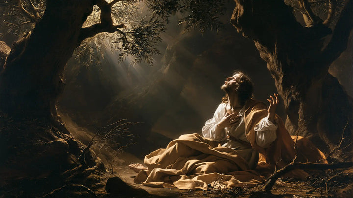 Jesus in Gethsemane — Orison in a Golden-Earth Cloak