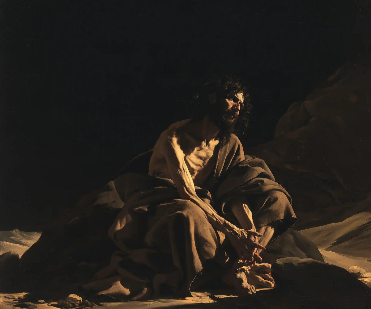 Jesus in the Desert — The Quiet Ember of Drapery