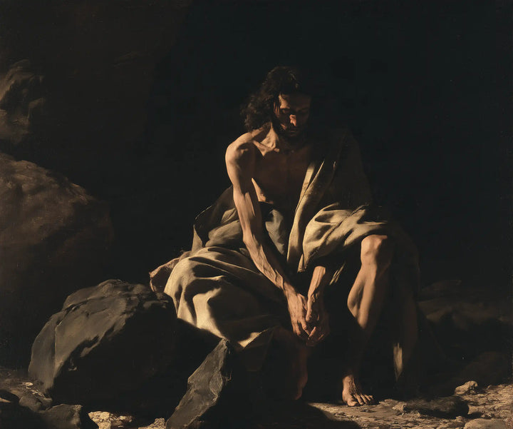 Jesus in the Desert - Caravaggio Tenebrism · Landscape n° 6