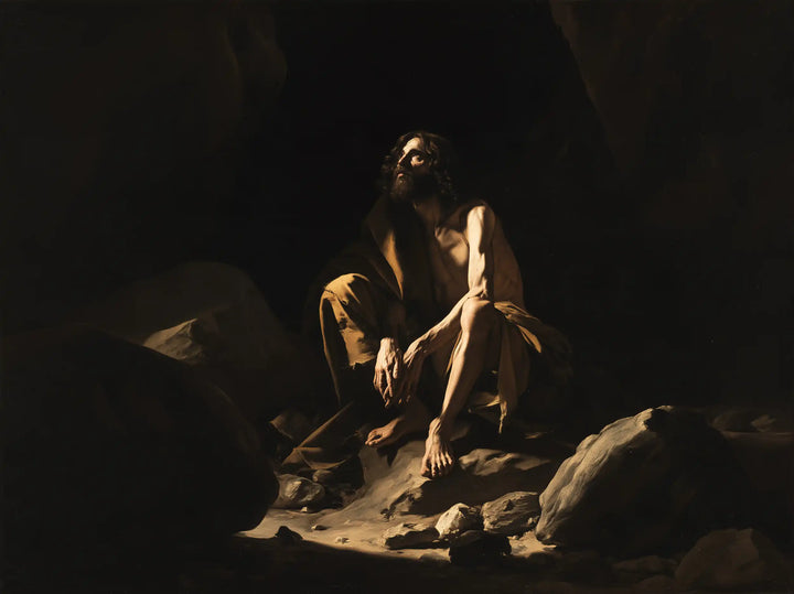 Jesus in the Desert - Caravaggio Tenebrism · Landscape n° 9