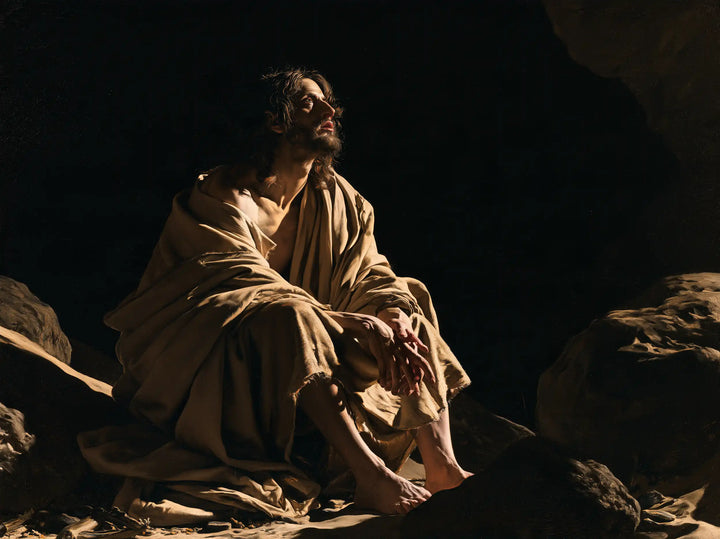 Jesus in the Desert - Caravaggio Tenebrism · Landscape n° 13