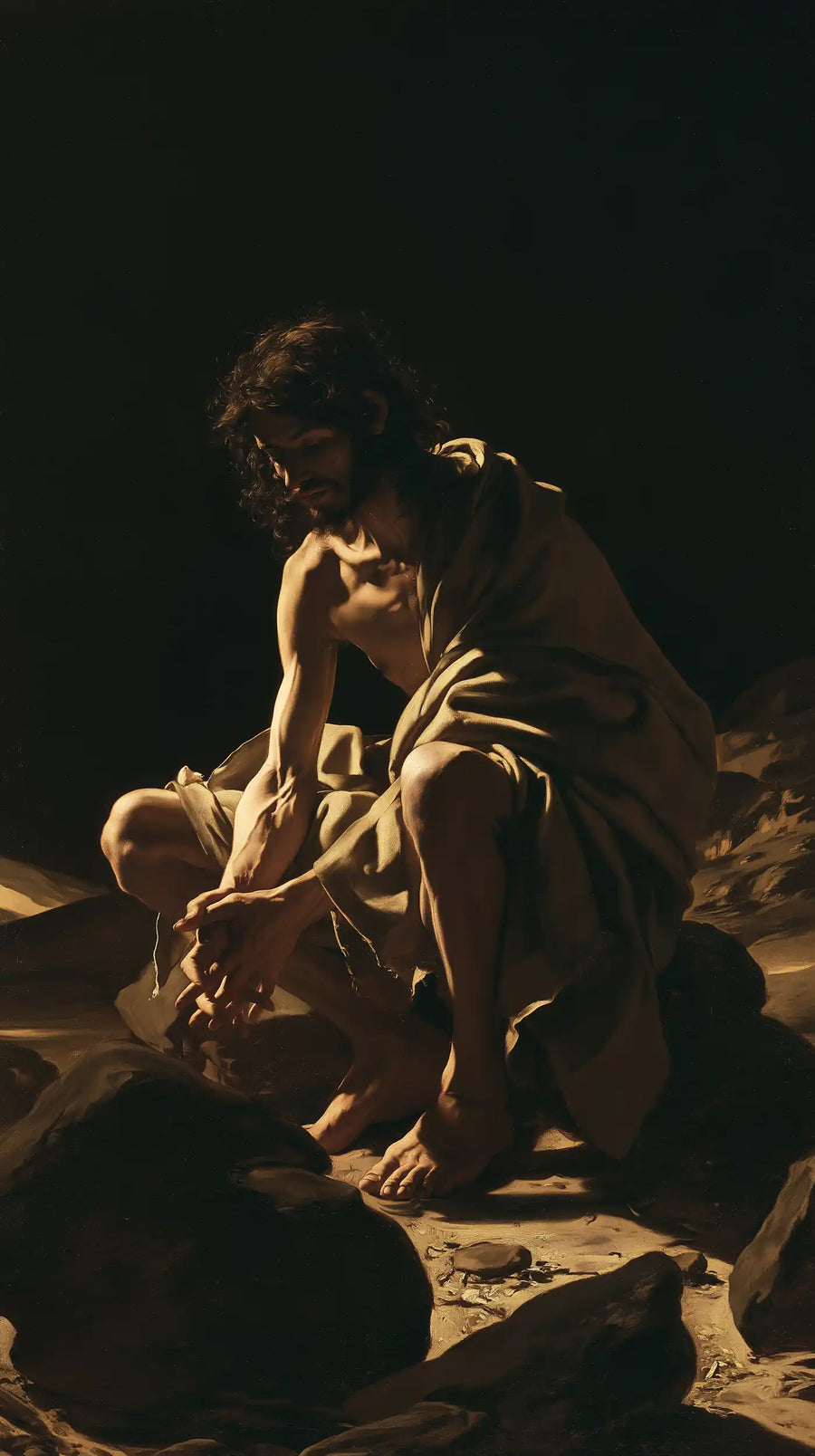 Jesus in the Desert - Caravaggio Tenebrism · Portrait n° 8