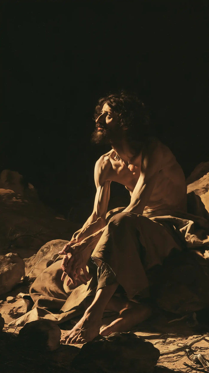Jesus in the Desert - Caravaggio Tenebrism · Portrait n° 13