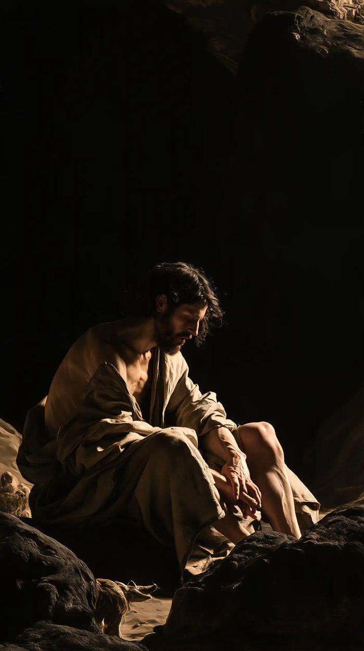 Jesus in the Desert - Caravaggio Tenebrism · Portrait n° 15