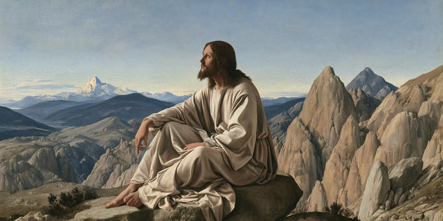 Jesus in the Desert — The Gaze Beyond the Pale Ridges