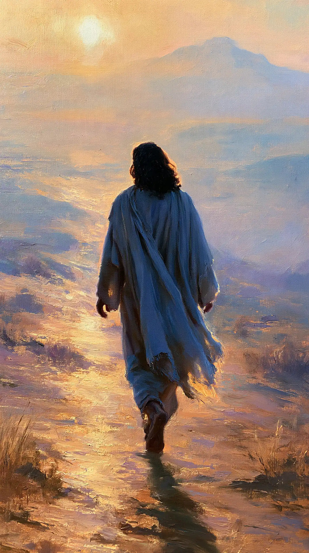 Jesus in the desert during the temptation in Impressionist style, portrait Christian artwork no. 3