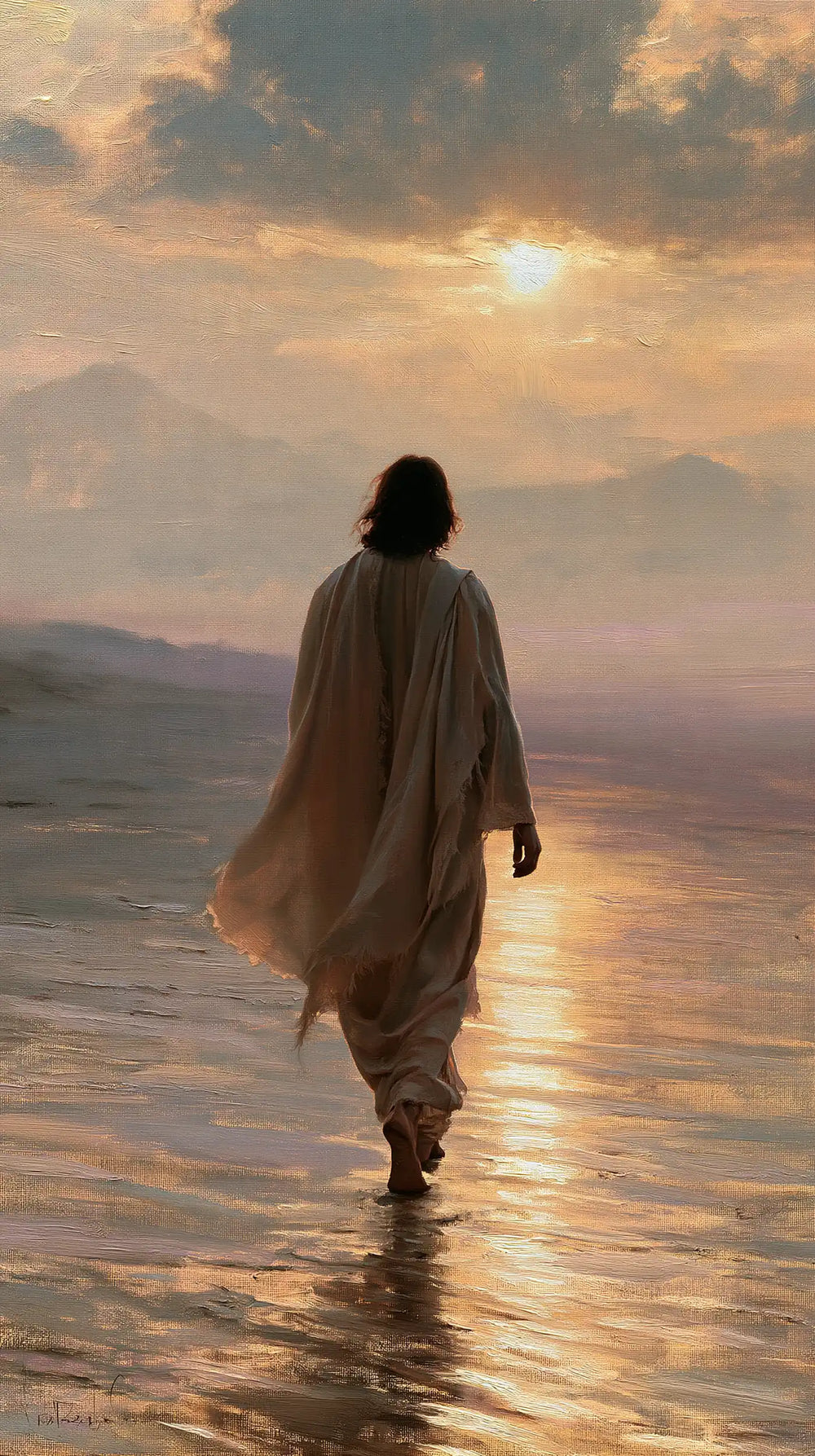 Jesus in the desert during the temptation in Impressionist style, portrait Christian artwork no. 13