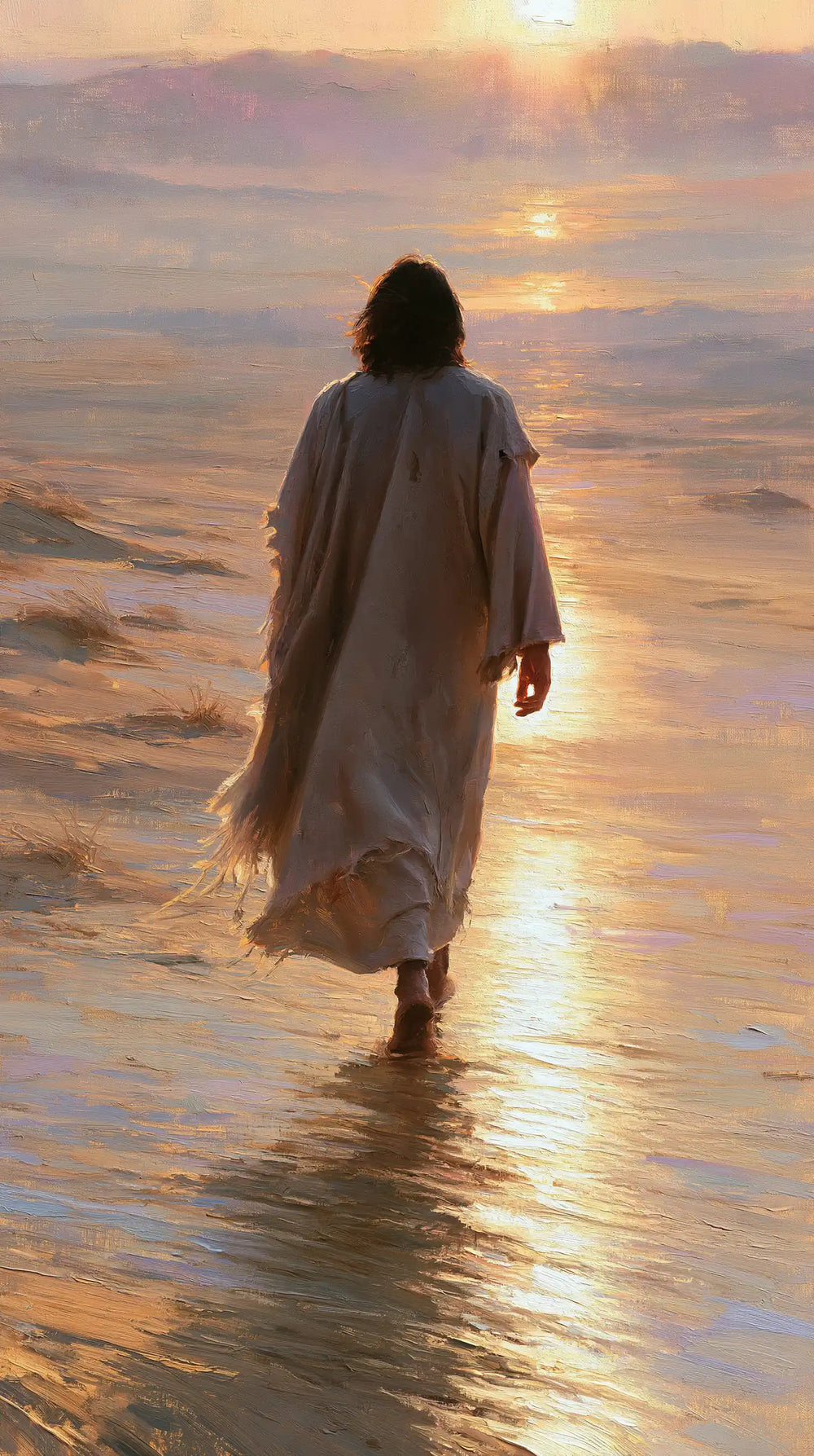 Jesus in the desert during the temptation in Impressionist style, portrait Christian artwork no. 14