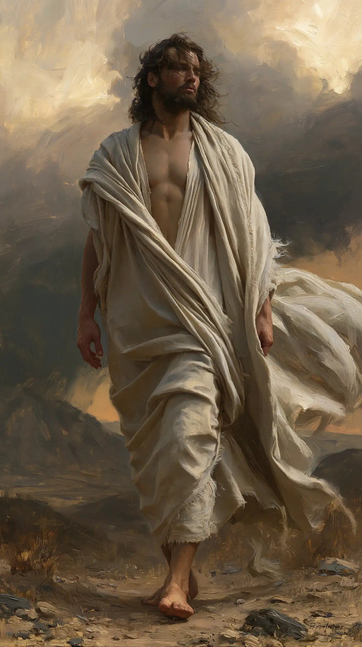Jesus in the Desert — Light within the Folds of the Robe