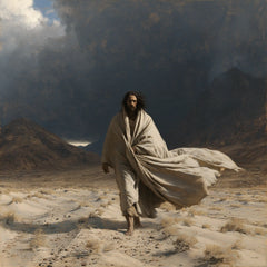 Jesus in the Desert — Linen Carried by the Desert