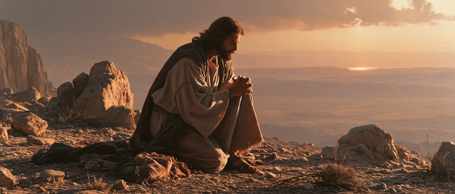 Jesus in the Desert — Hands at Rest in the Copper Evening