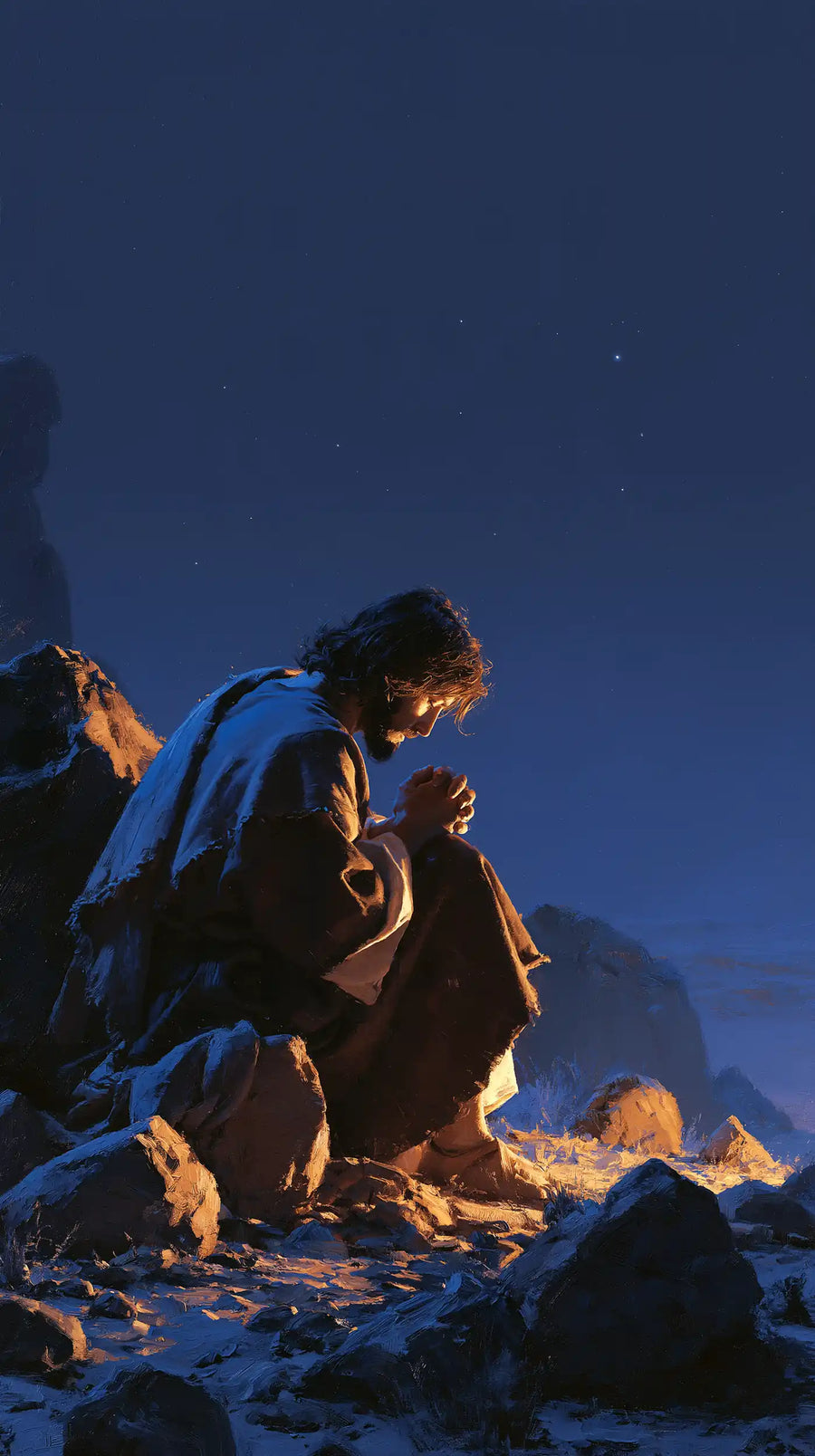 Jesus in the Desert - Midnight Blue Chiaroscuro · Portrait n° 2