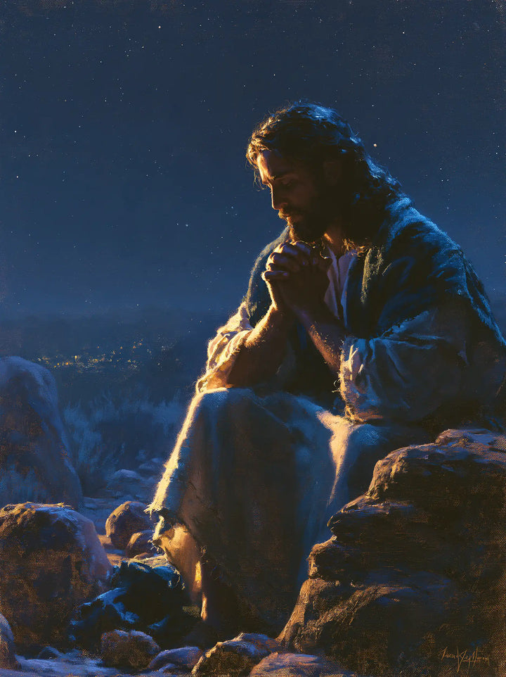 Jesus in the Desert - Midnight Blue Chiaroscuro · Portrait n° 34