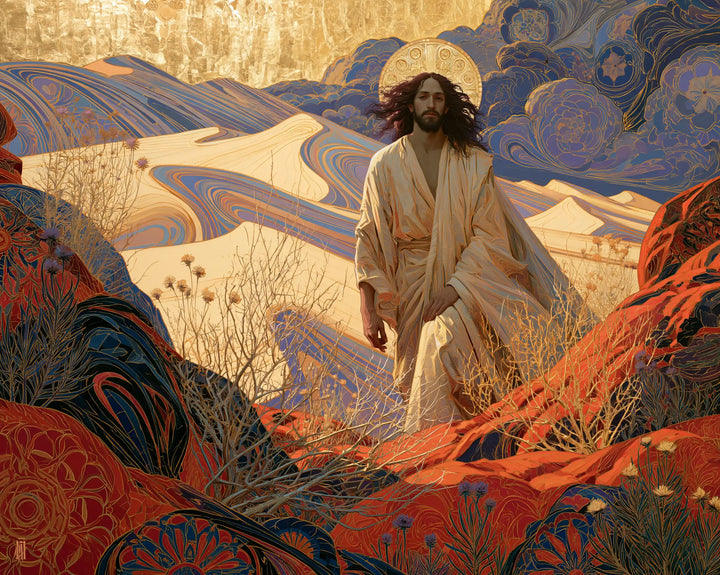 Jesus in the Desert — Walking between Vermilion Banks