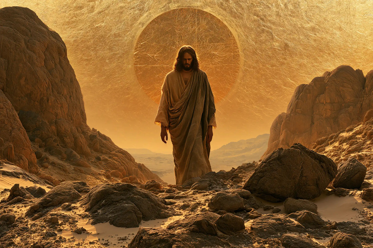 Jesus in the Desert — The Amber Disc behind the Walk