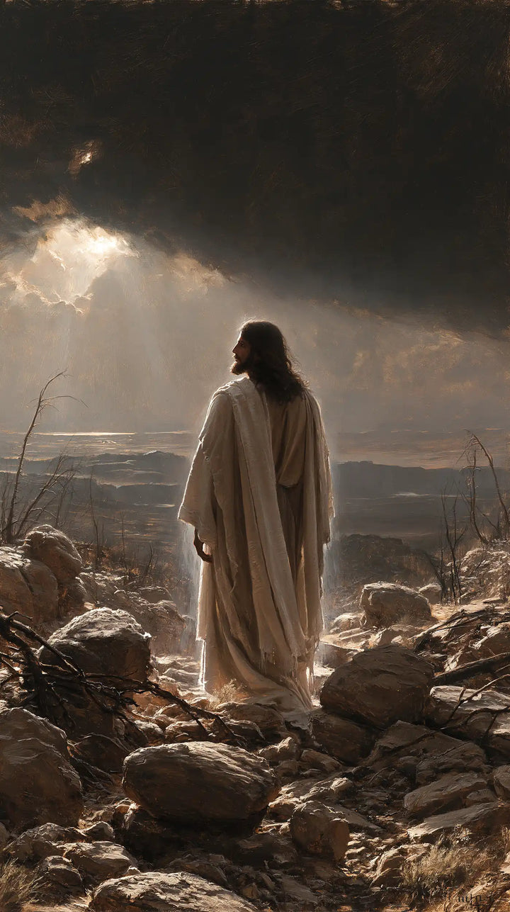 Jesus in the Desert — A Back Turned toward the Rays of Silence