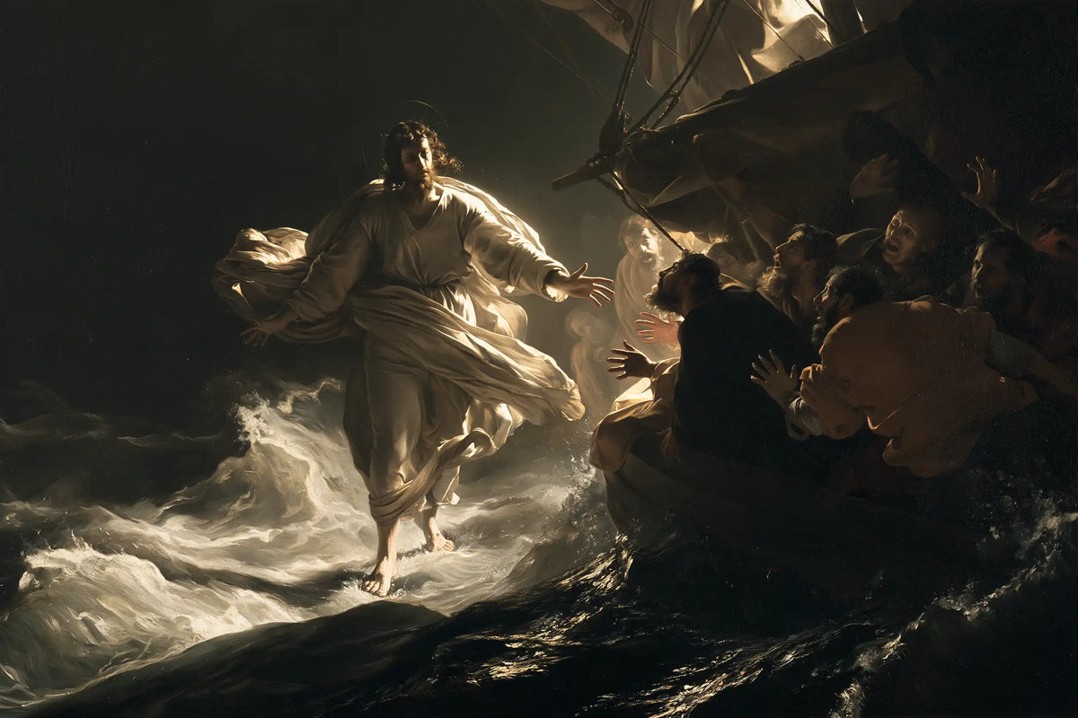 Jesus Walking on Water — Living Linen above White Waters