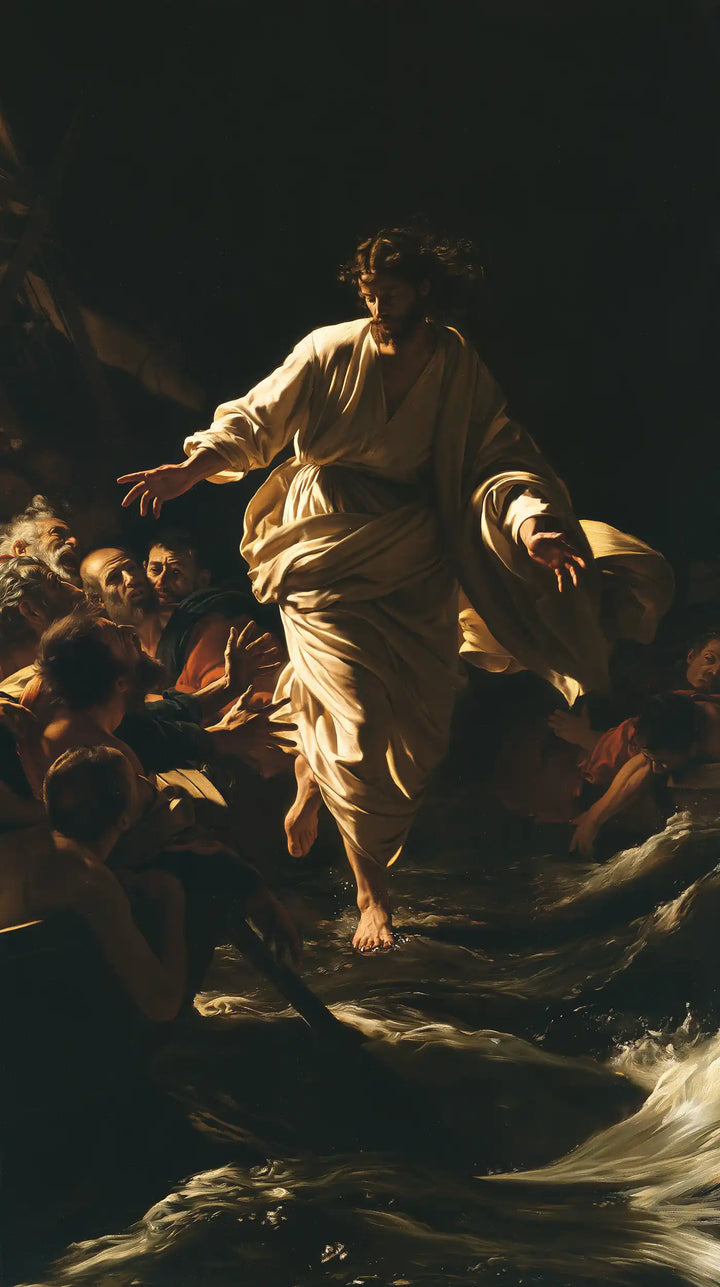 Jesus Walking on Water - Caravaggio Tenebrism · Portrait n° 26