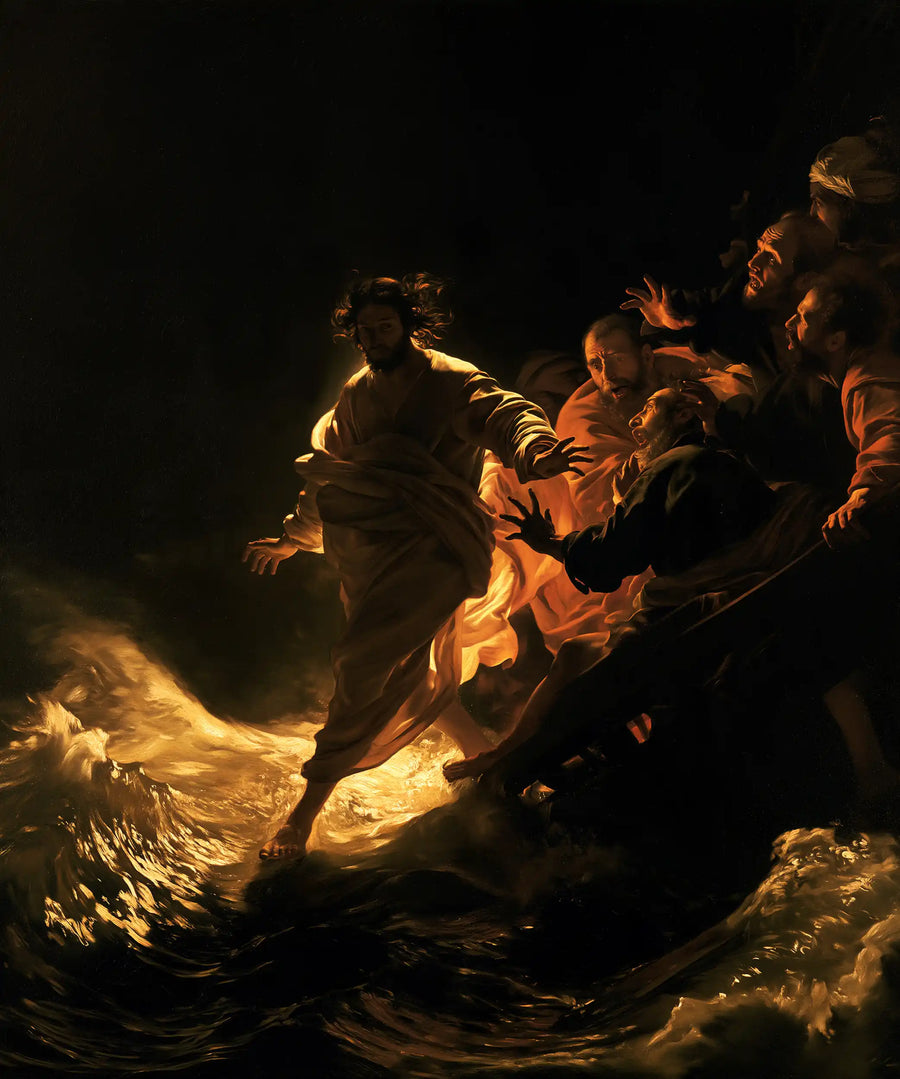 Jesus Walking on Water - Caravaggio Tenebrism · Portrait n° 36
