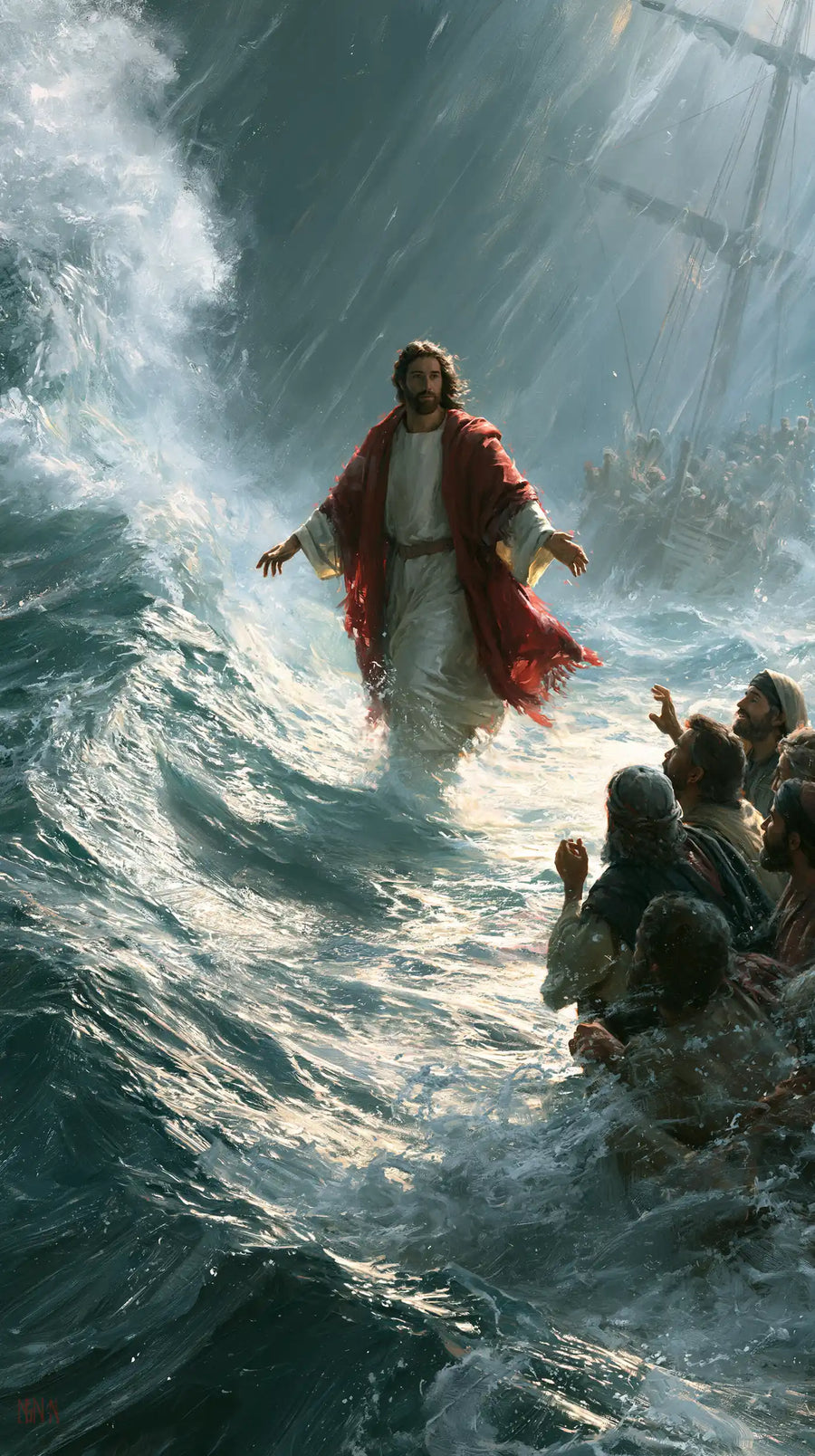 Jesus Walking on Water - Explosion of Movement · Portrait n° 1