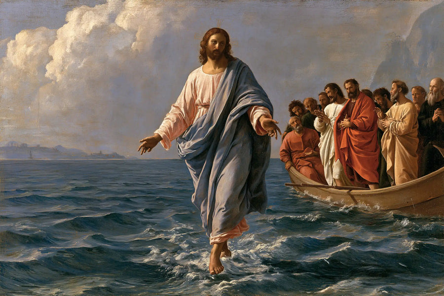 Jesus Walking on Water — Peaceful Blue at the Horizon’s Edge