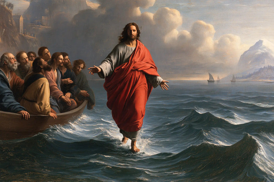 Jesus Walking on Water — Red between Mountains and Sea