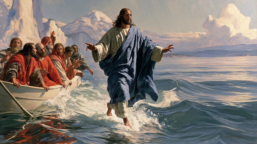 Jesus Walking on Water — The Blue Cloak before the Pale Peaks