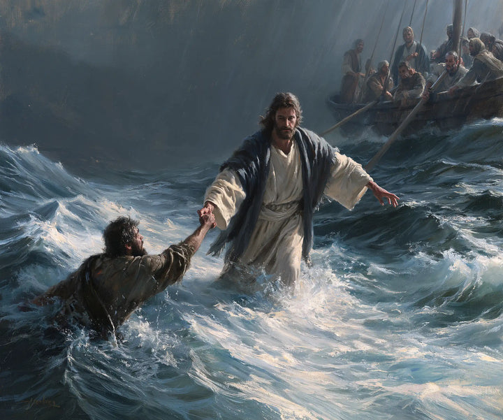 Jesus Walking on Water — Rising through the Light of the Waves