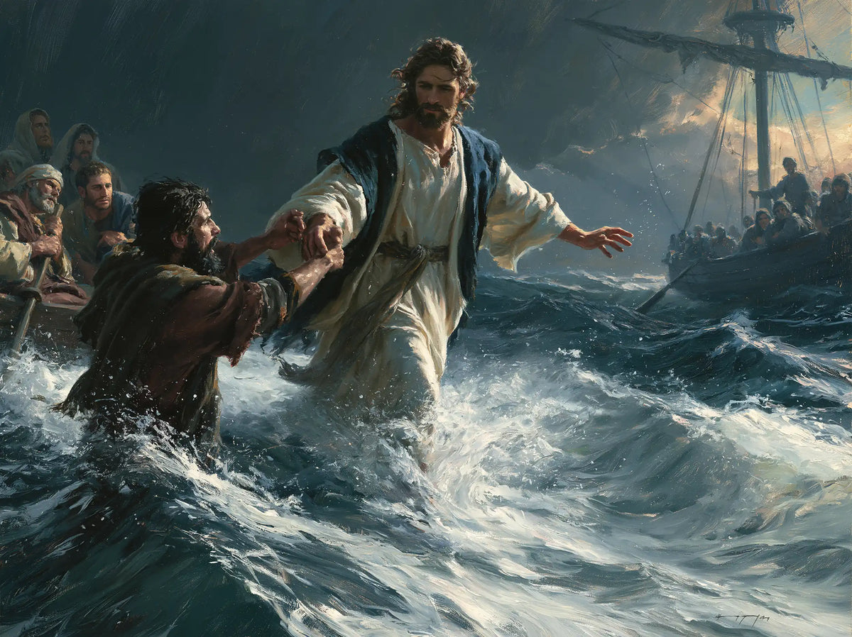 Jesus Walking on Water — The Blue That Brings Him from the Waters