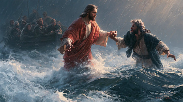 Jesus Walking on Water — The Firm Grasp between Two Waves