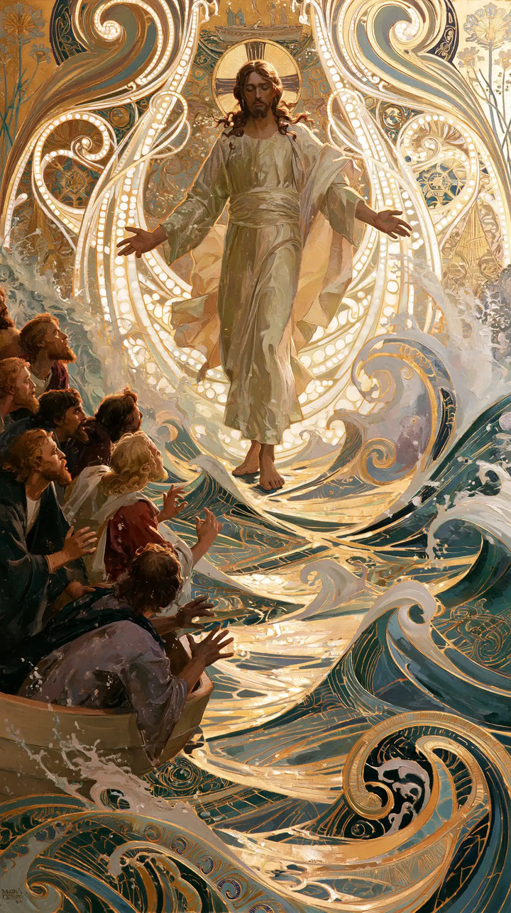 Jesus Walking on Water — Linen at the Summit of Ivory Currents