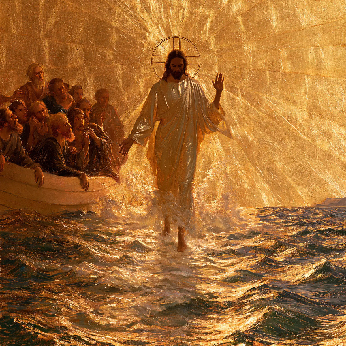 Jesus Walking on Water — Walking in Copper Radiance