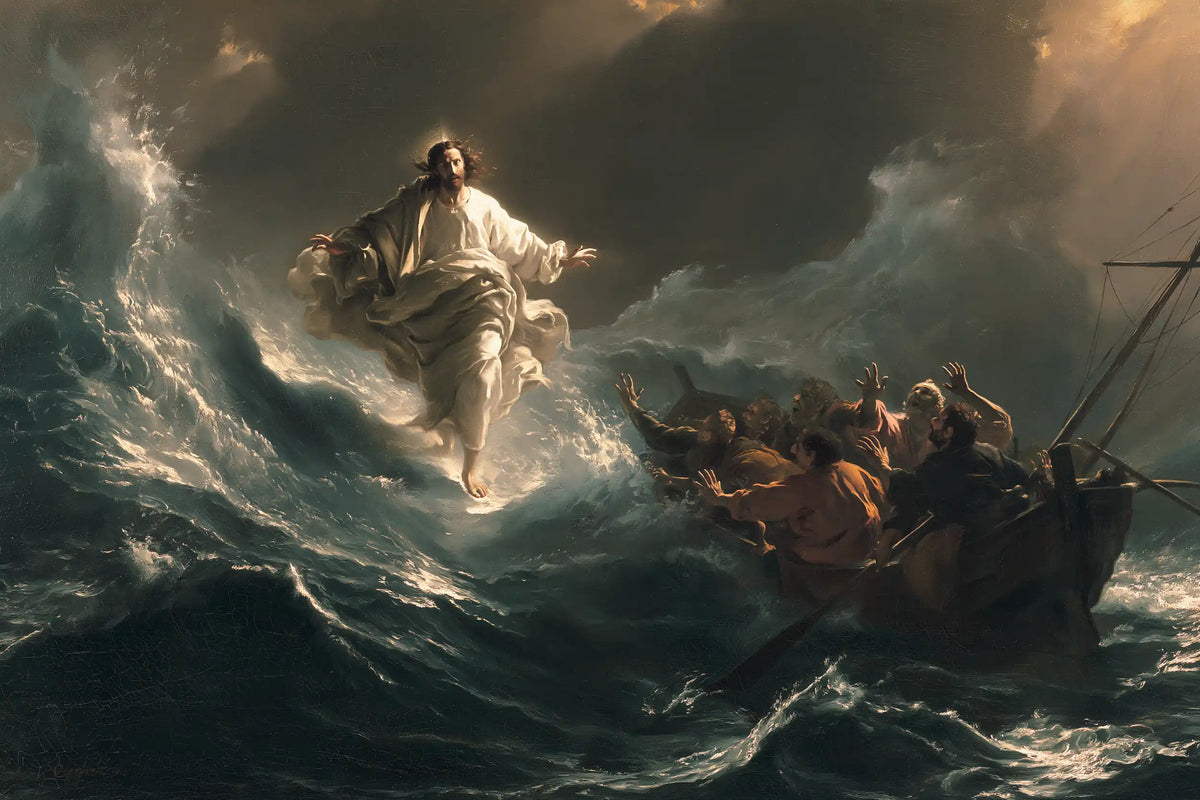Jesus Walking on Water — The Pale Apparition beyond the Tilted Prow